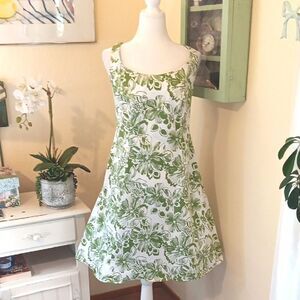 Robbie Bee Woman Green Floral Cotton Dress. Garden Girl.